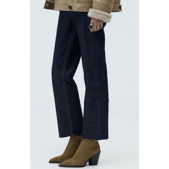 Zara Brown Split Suede Leather Cowboy Ankle Boots Pointed Toe Women US 8 EUR 39 - Picture 5 of 15